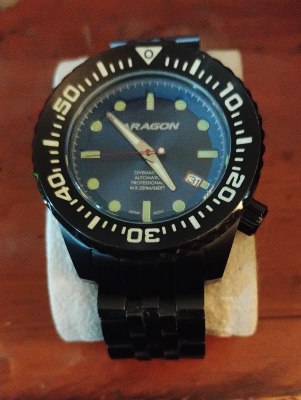 Aragon Men's Black Dive Watch with Blue Dial